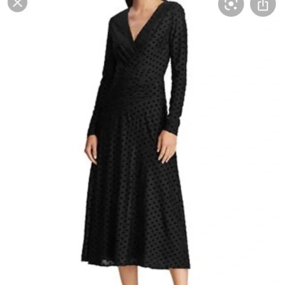 Gently Worn Ralph Lauren Black Swiss Dot Dress